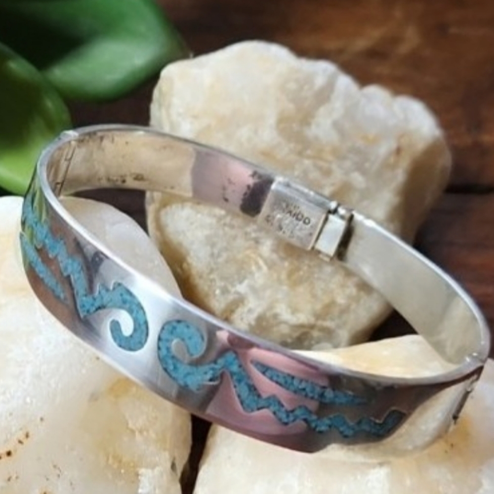 Taxco Sterling Silver and Turquoise Bracelet - Vintage